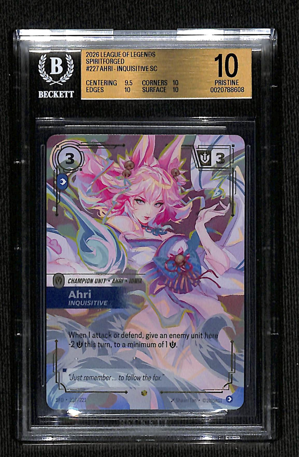 2023 Ahri Inquisitive (overnumbered) [spiritforged] BGS 10 Gem Mint