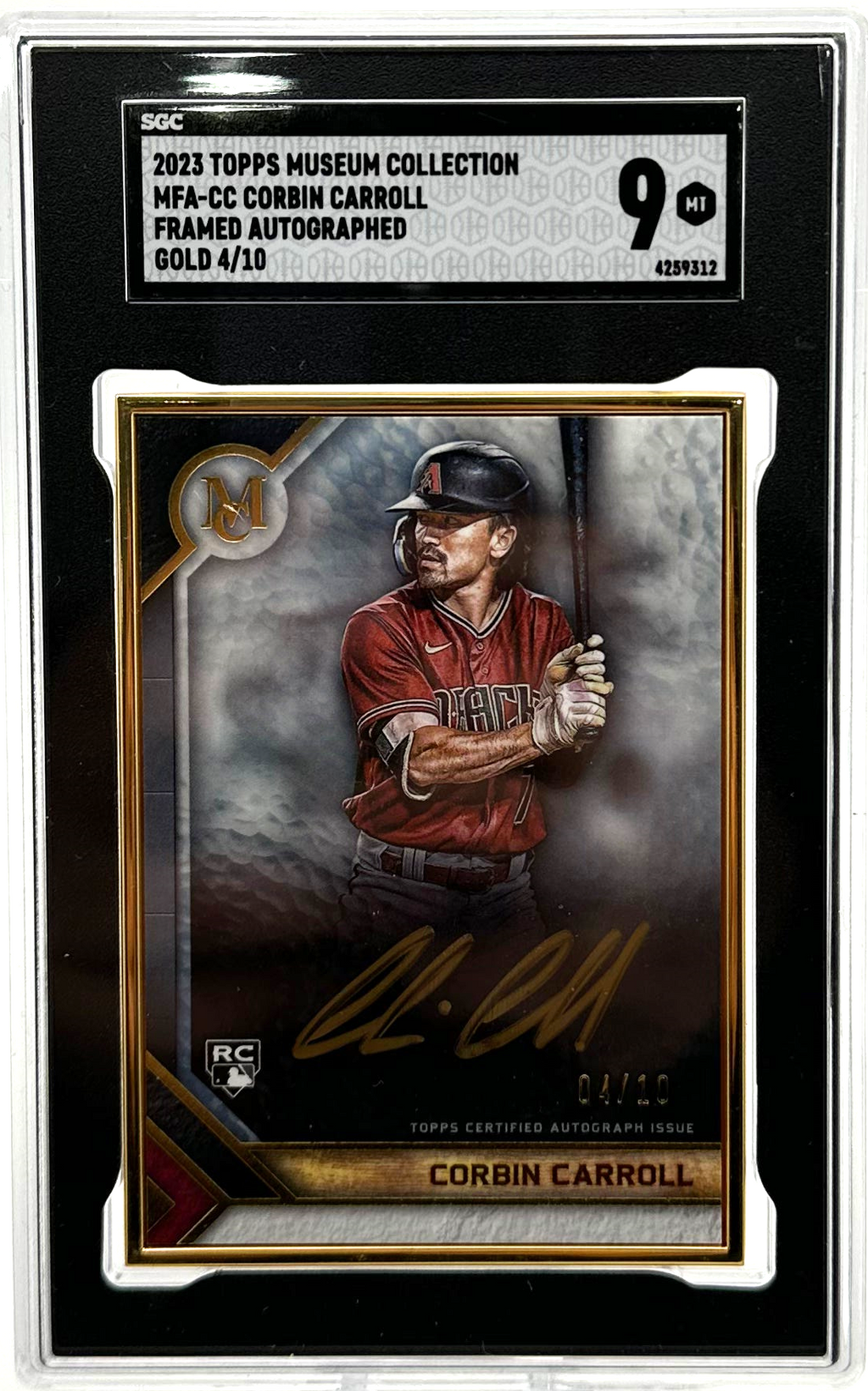 2023 Topps Museum Collection - Corbin Carroll Mfa-cc - Gold Framed Autograph /10 - SGC 9 Mint