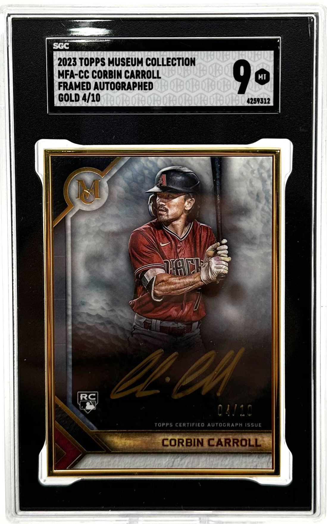 2023 Topps Museum Collection - Corbin Carroll Mfa-cc - Gold Framed Autograph /10 - SGC 9 Mint