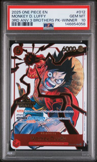 2025 Monkey.d.luffy - ST01-012 - 3rd Anniversary 3 Brothers Pk - Winner - 2025 One Piece - PSA 10 Gem Mint
