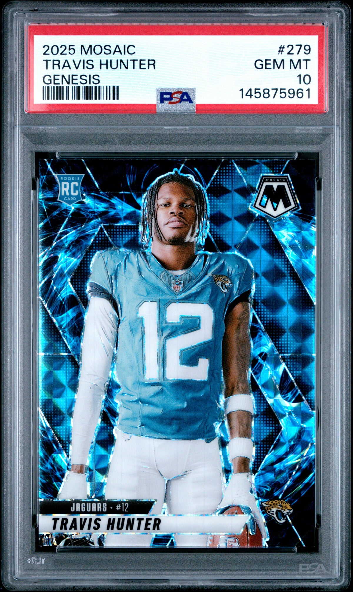 2025 Travis Hunter RC 2025 Panini Mosaic Genesis Prizm Variation Rookie SSP #279 PSA 10 Gem Mint