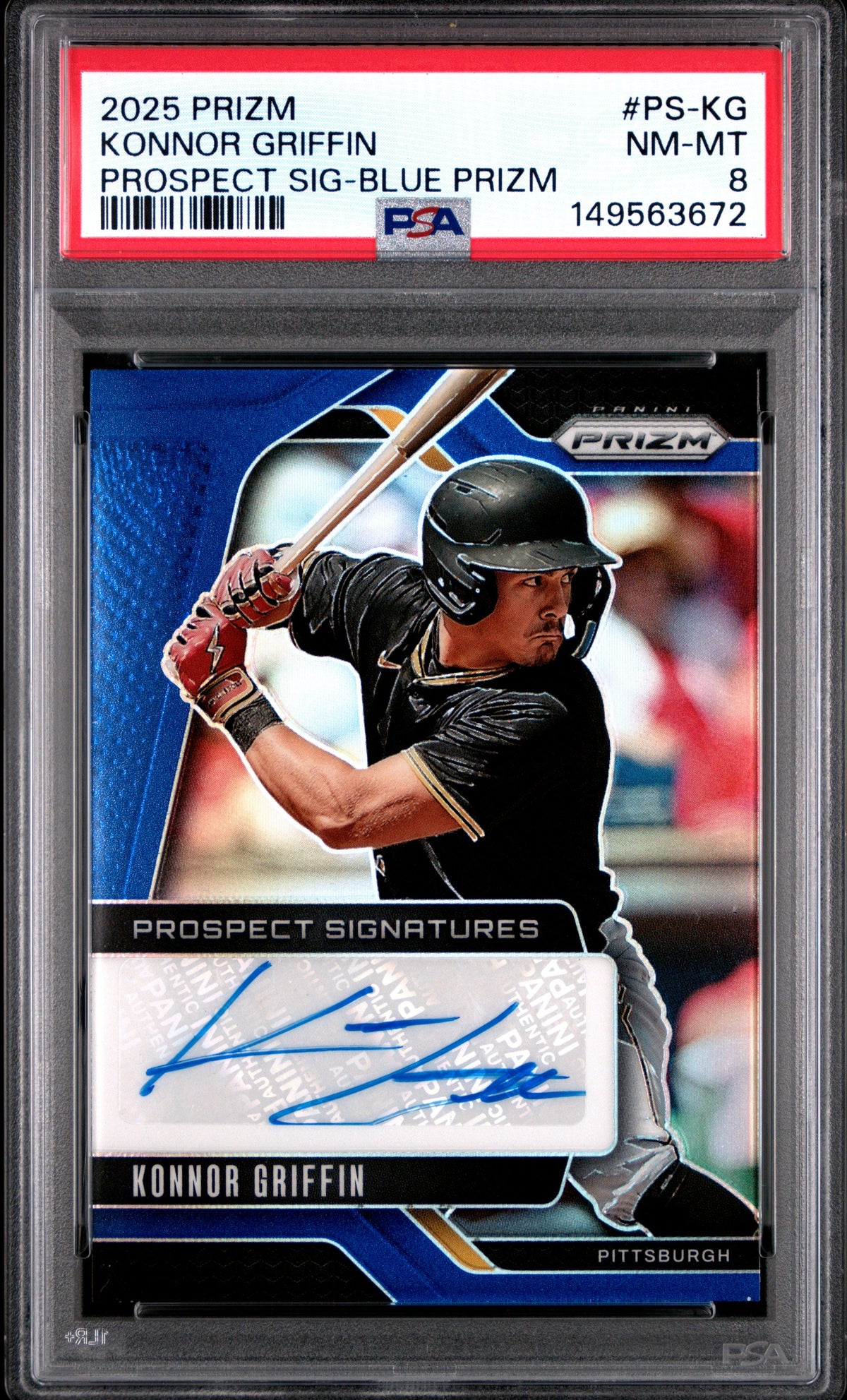 2025 Konnor Griffin RC 2025 Panini Prizm Blue Prospect Rookie Auto SP 10/49 PSA 8 Near Mint-Mint
