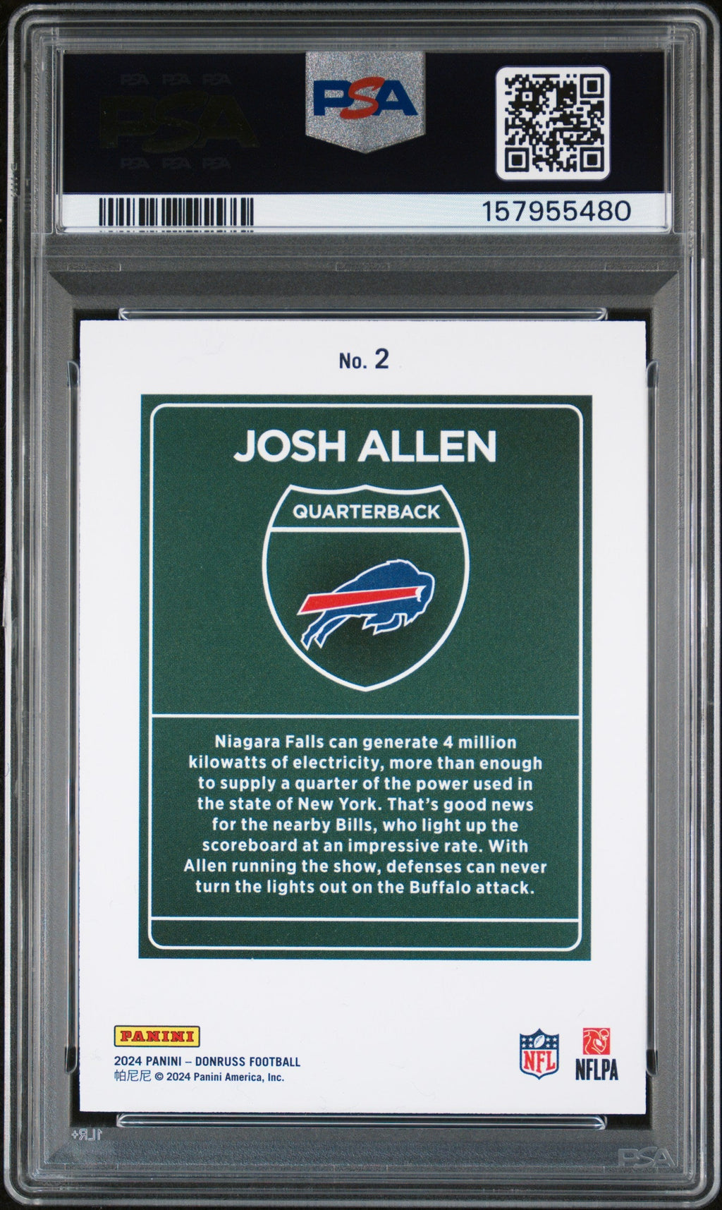 Josh Allen 2024 Donruss Downtown! SSP #2 PSA 8