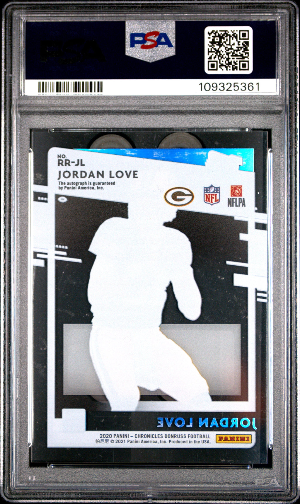2020 Jordan Love RC 2020 Panini Chronicles Clearly Donruss Holo Silver Rated Rookie Auto SP 4/10 PSA 9 Mint