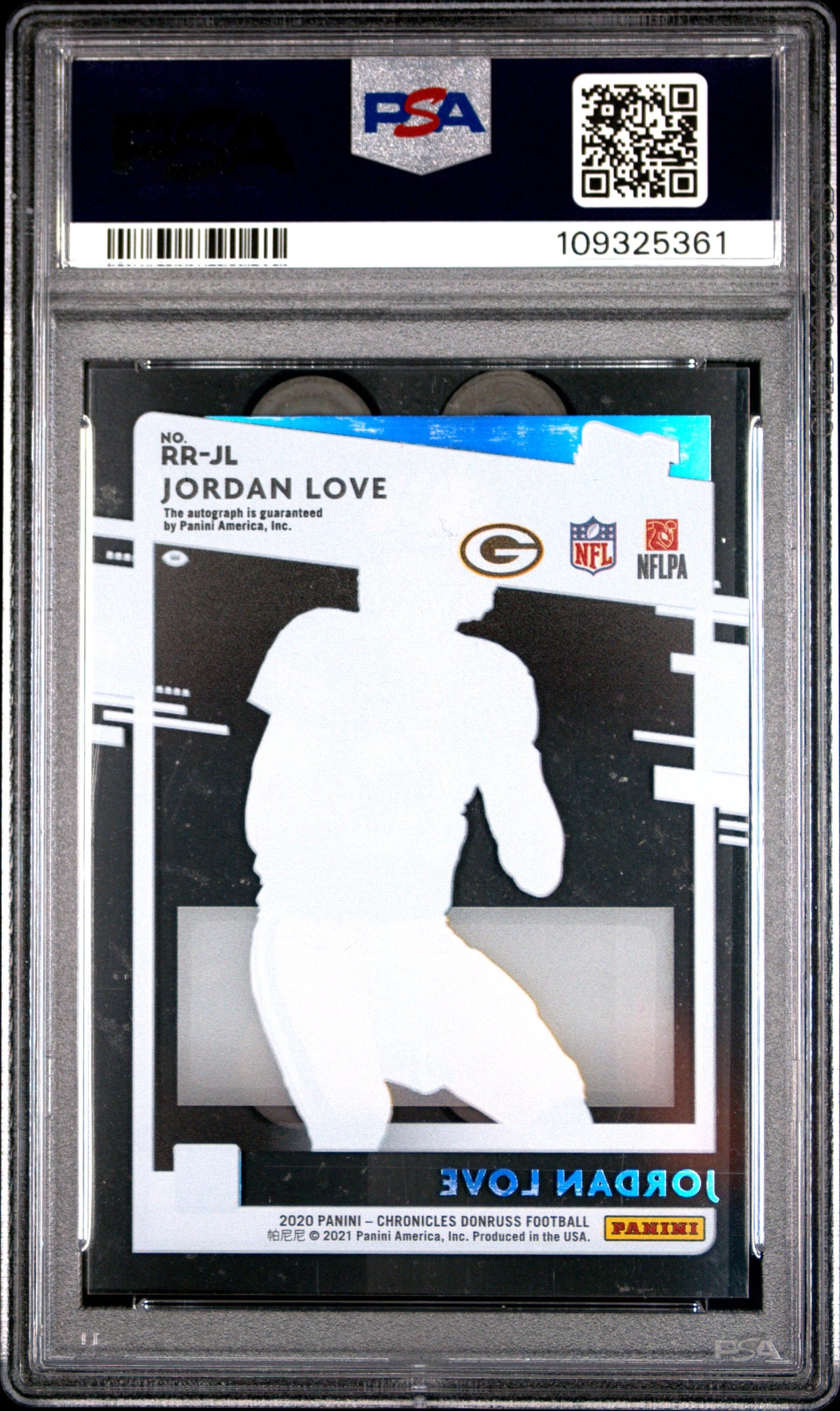 2020 Jordan Love RC 2020 Panini Chronicles Clearly Donruss Holo Silver Rated Rookie Auto SP 4/10 PSA 9 Mint