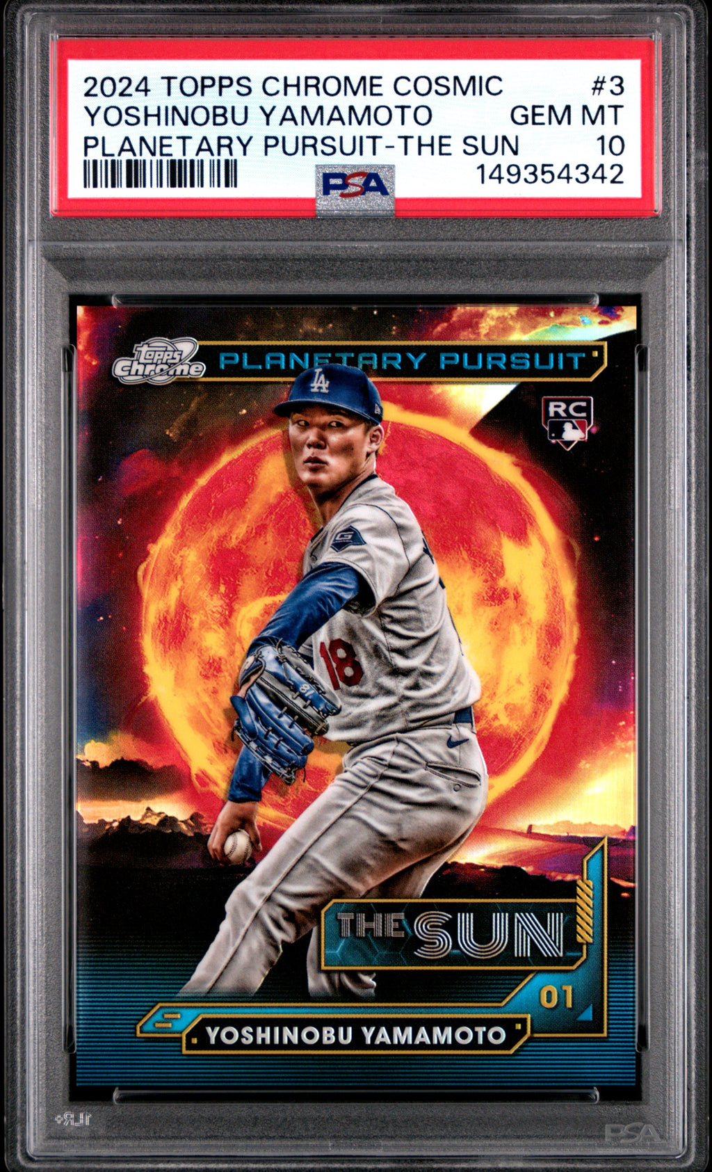 Yoshinobu Yamamoto RC 2024 Topps Cosmic Chrome Planetary Pursuit The Sun Rookie SSP #3 PSA 10