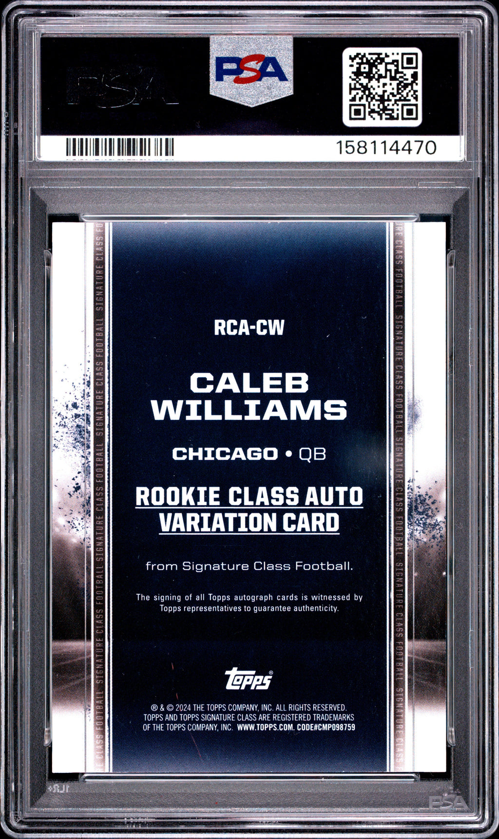 2024 Caleb Williams RC 2024 Topps Signature Class Rookie Auto PSA 9 Mint