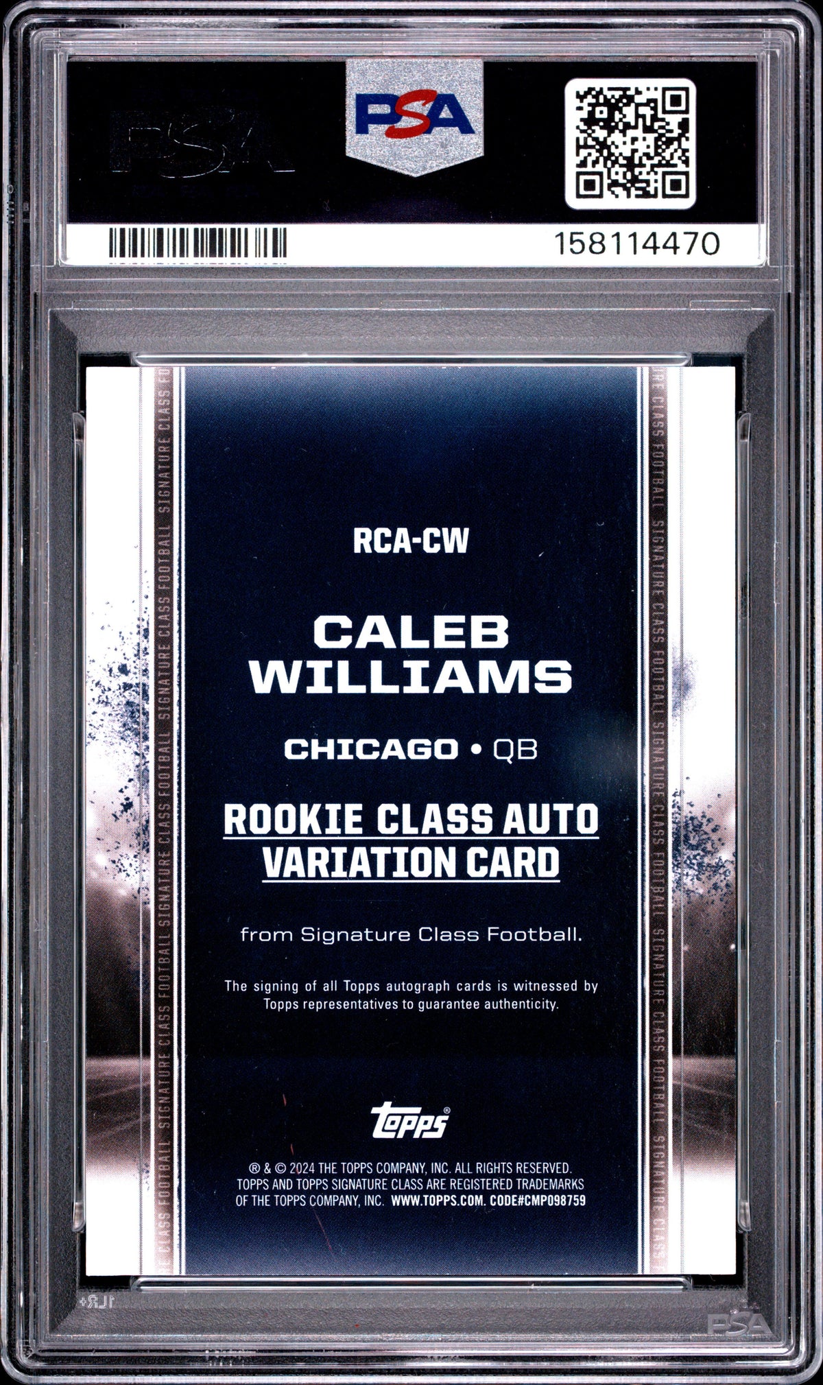 Caleb Williams RC 2024 Topps Signature Class Rookie Auto PSA 9
