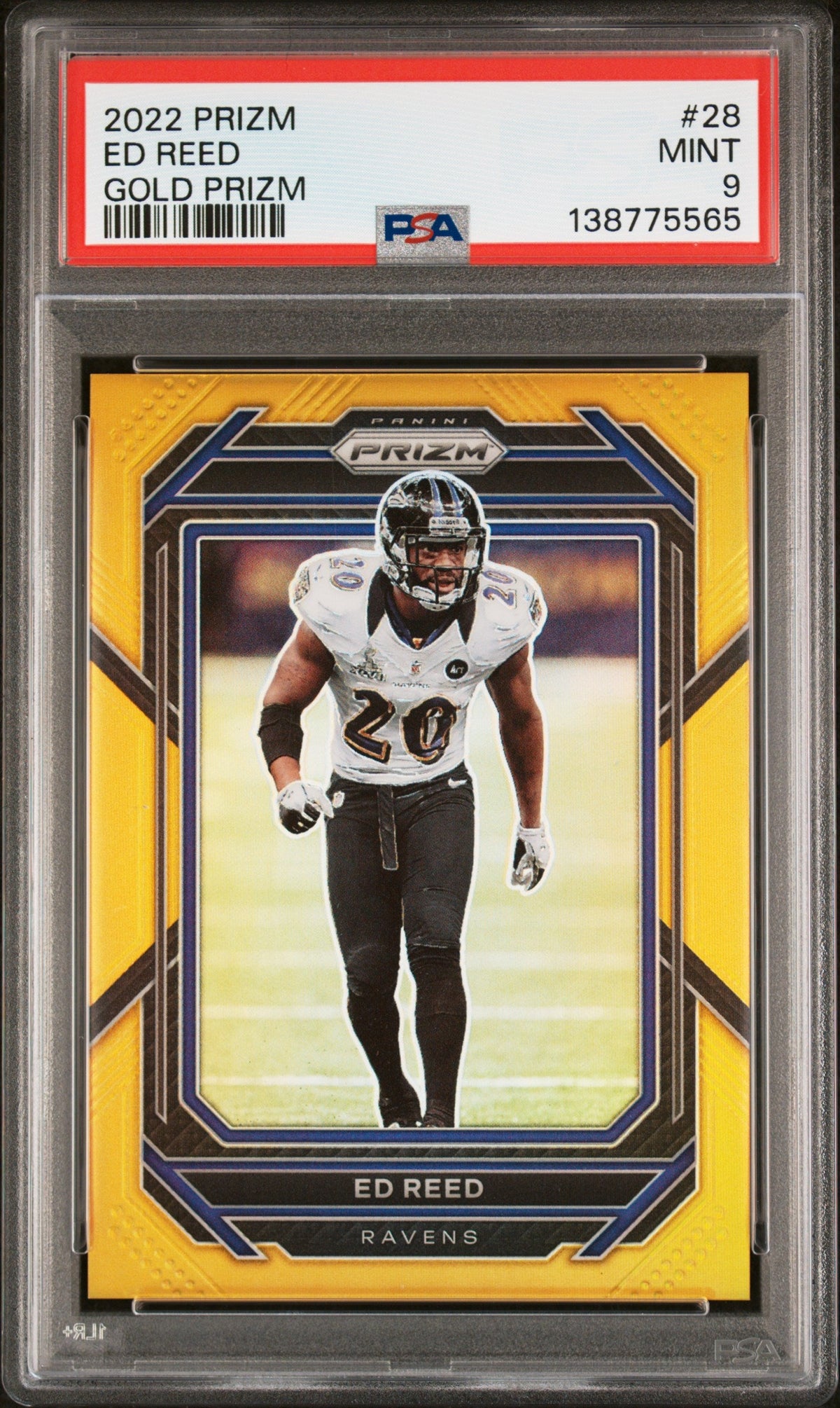 2022 Panini Prizm #28 Ed Reed Gold Prizm 1/10 PSA 9