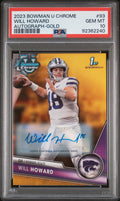 2023 Bowman University Chrome #93 Will Howard Autograph-gold Refractor 36/50 PSA 10 Gem Mint