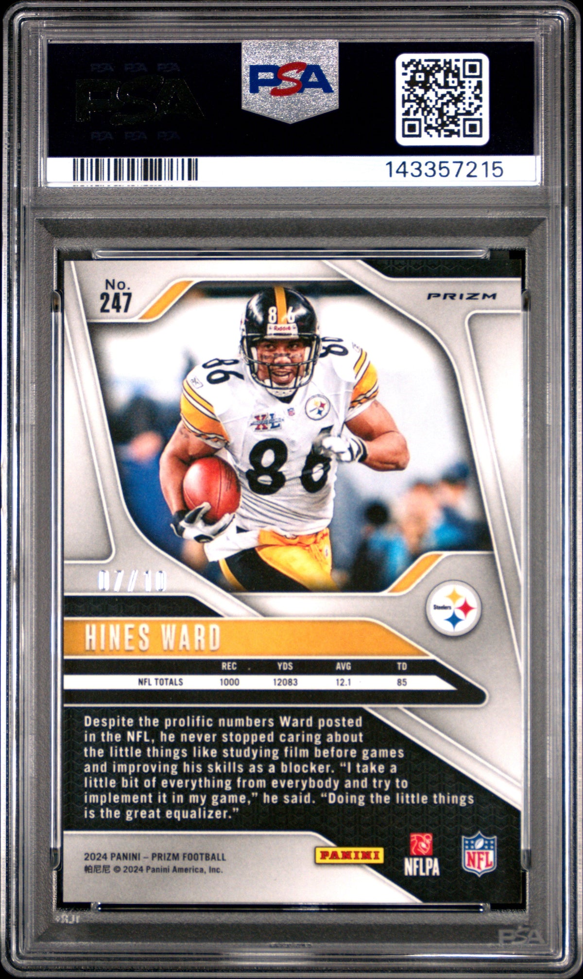 2024 Panini Prizm #247 Hines Ward Gold Shimmer 7/10 PSA 10 Gem Mint