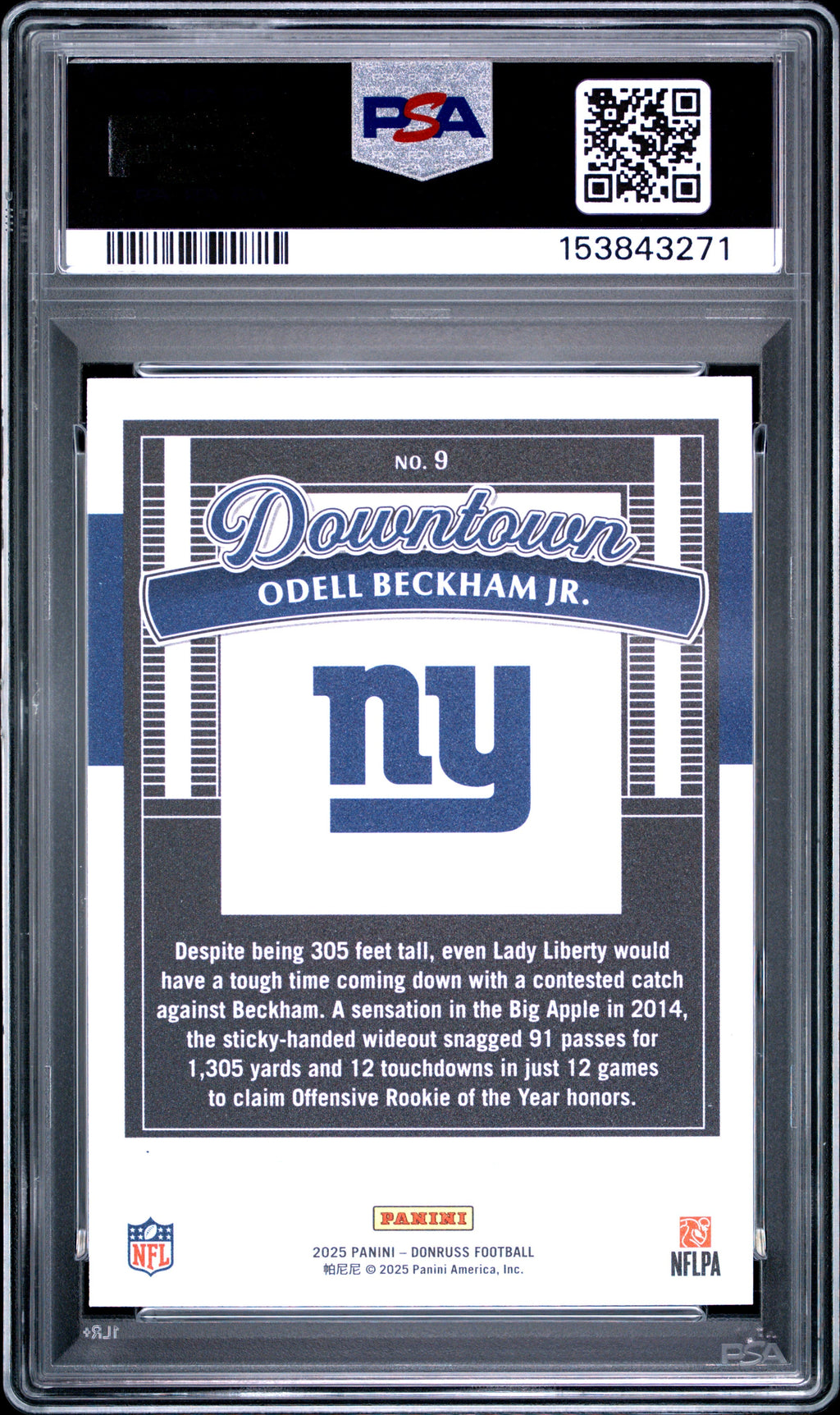 2025 Panini Donruss Downtown Horizontal #9 Odell Beckham Jr. PSA 9 Mint