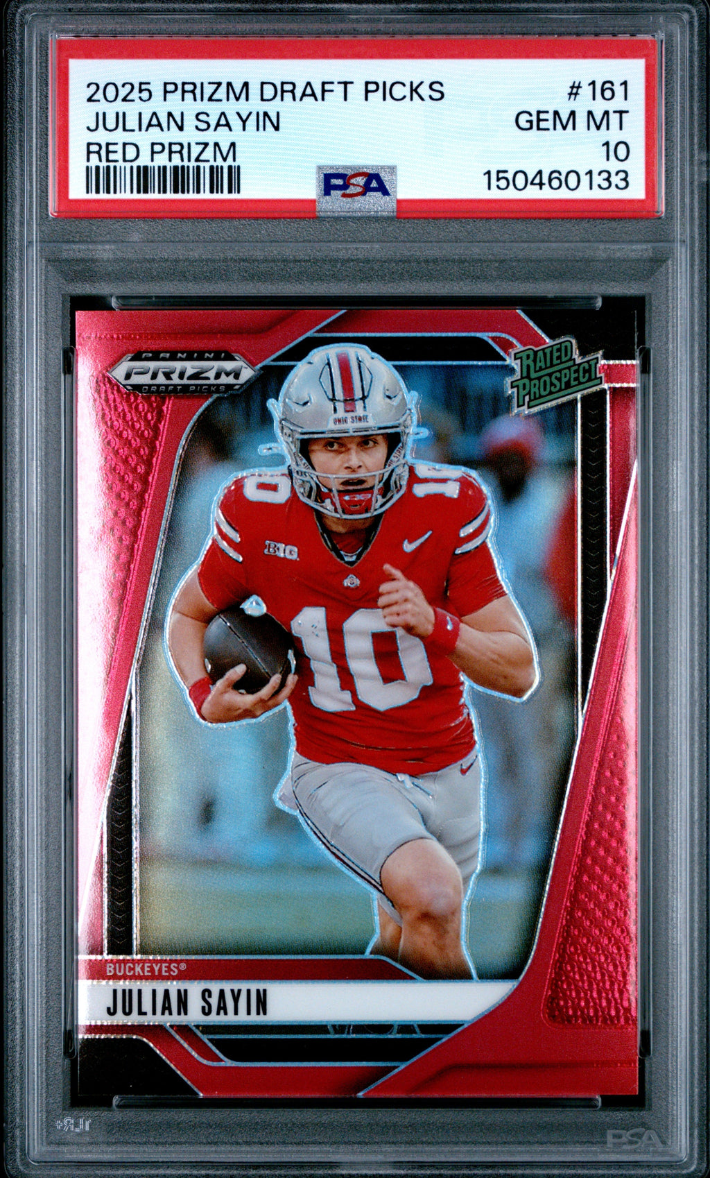 2025 Julian Sayin 2025 Panini Prizm Draft Picks Red Prizm 116/399 #161 PSA 10 Gem Mint