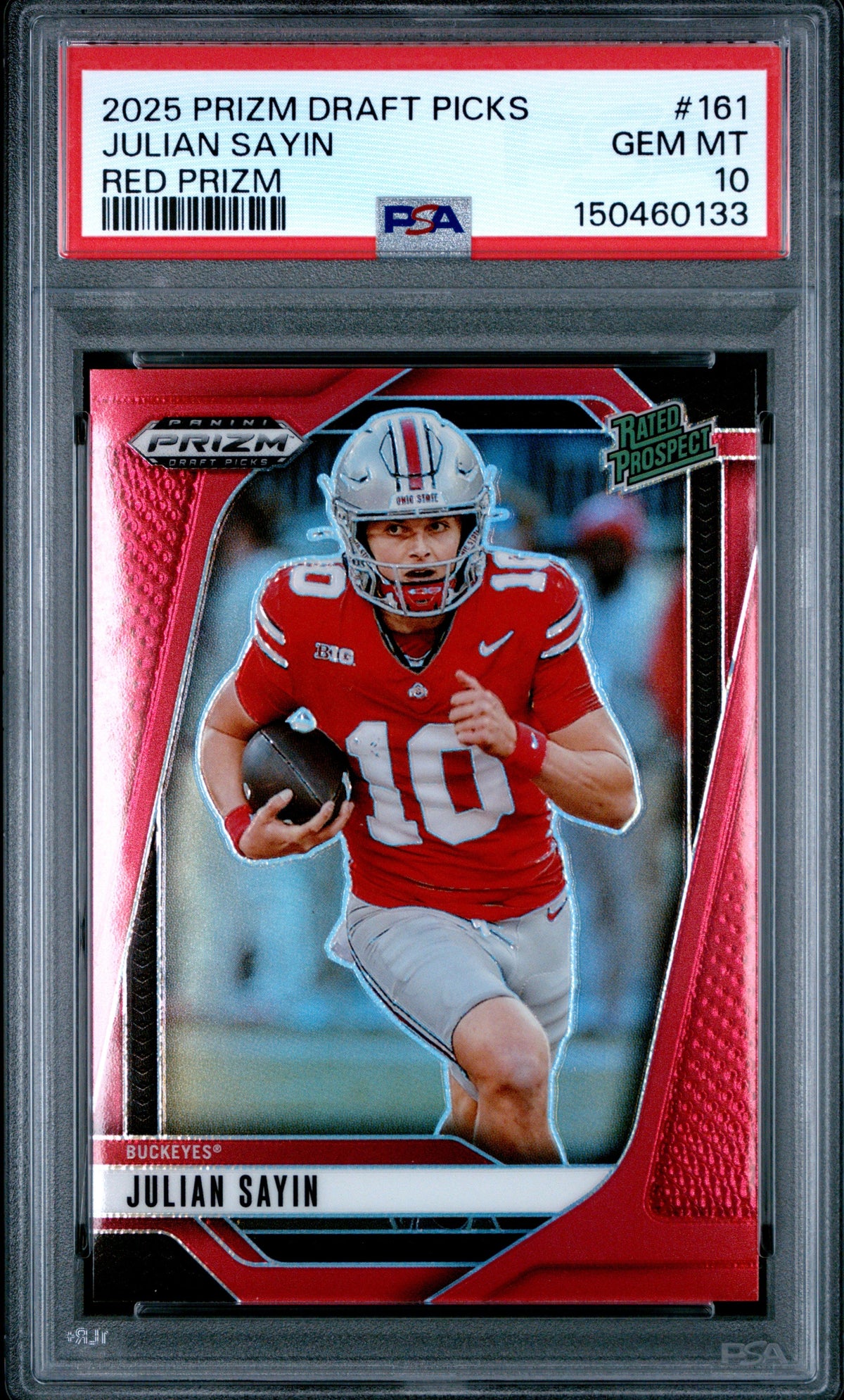 2025 Julian Sayin 2025 Panini Prizm Draft Picks Red Prizm 116/399 #161 PSA 10 Gem Mint