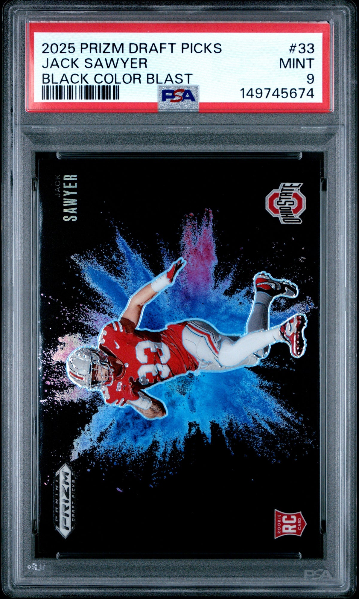 2025 Jack Sawyer 2025 Panini Prizm Draft Picks Black Color Blast #33 PSA 9 Mint