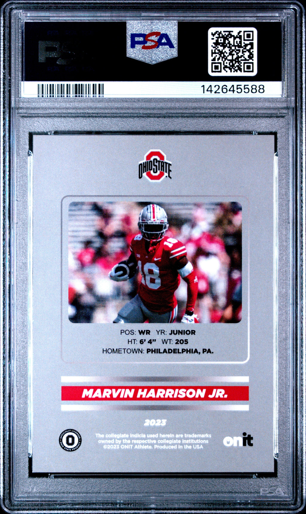 Marvin Harrison Jr. 2023 Onit Ohio State University Nil Signature Series 139/400 PSA 10
