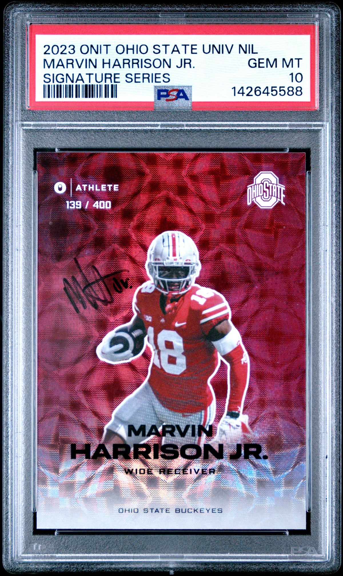 2023 Marvin Harrison Jr. 2023 Onit Ohio State University NIL Signature Series 139/400 PSA 10 Gem Mint