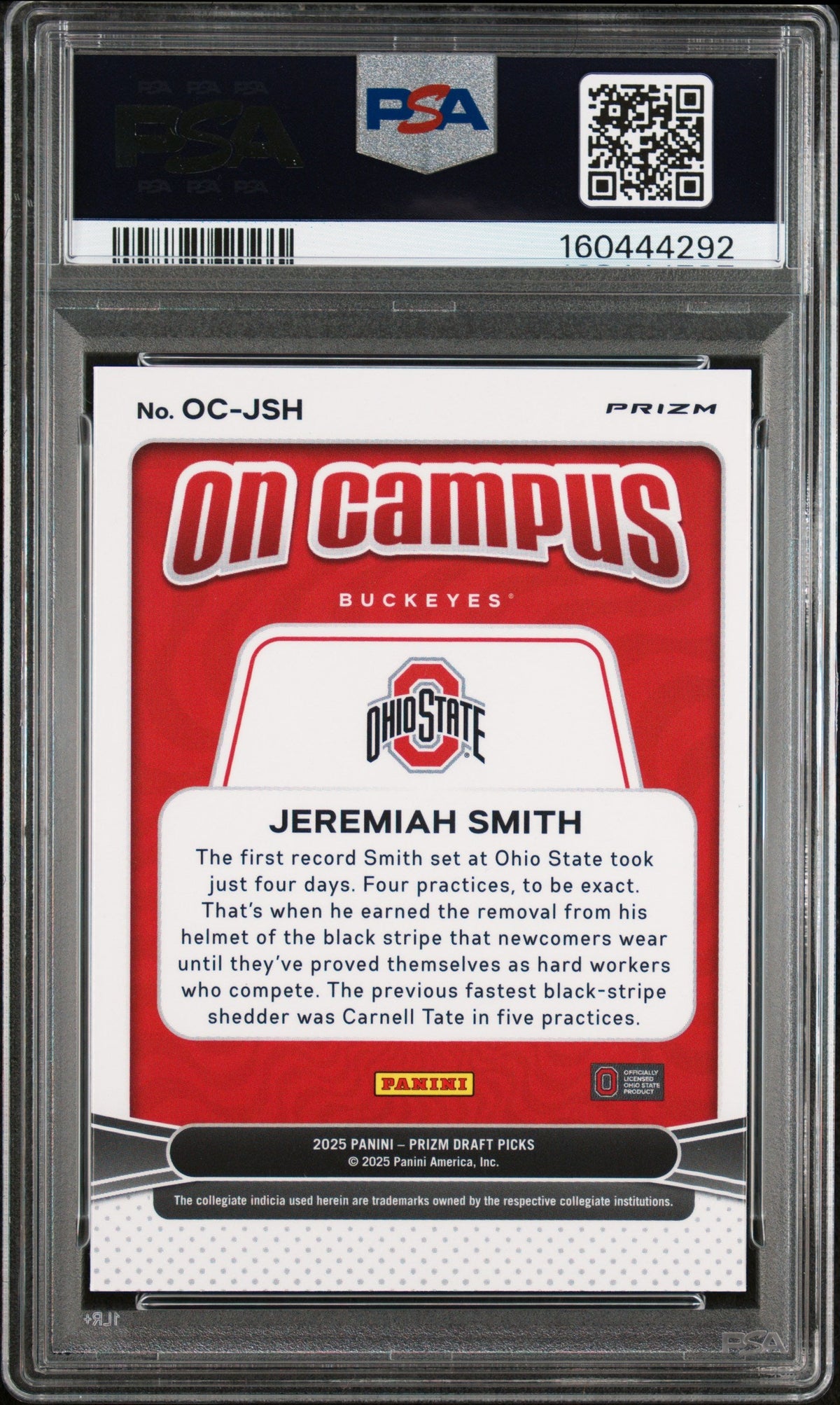 Jeremiah Smith 2024 Panini The Ohio State University Nil On Campus #OC-2 PSA 10
