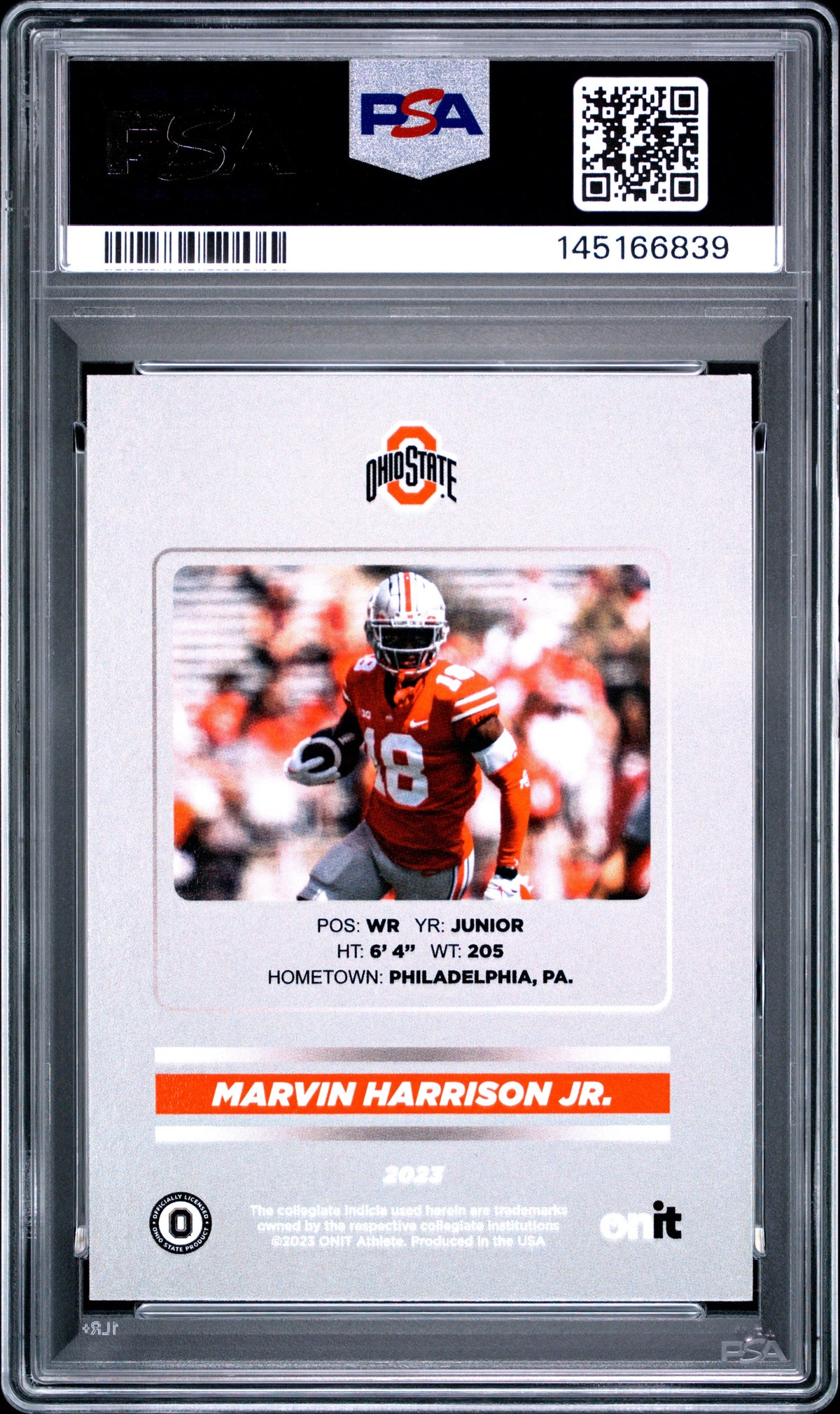 Marvin Harrison Jr. 2023 Onit Ohio State University Nil Signature Series 270/400 PSA 10