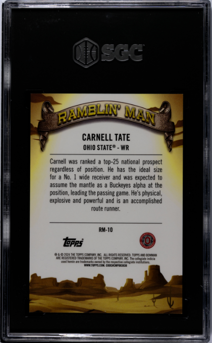 2024 Carnell Tate 2024 Bowman U Chrome Ramblin' Man Red Refractor 1/5 #RM-10 SGC 9.5 Gem Mint