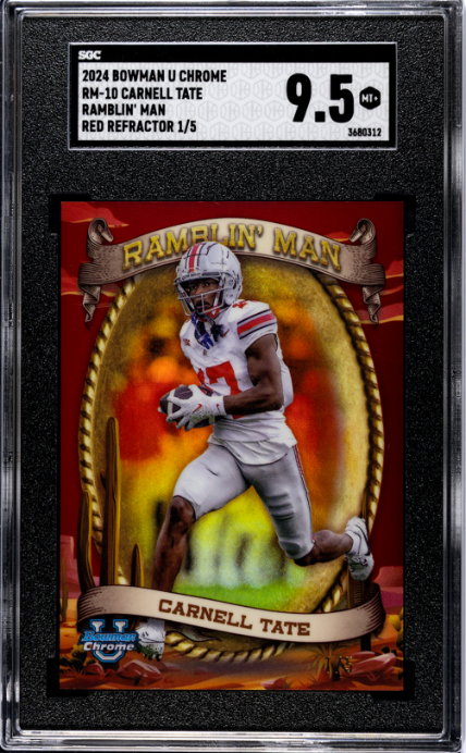 2024 Carnell Tate 2024 Bowman U Chrome Ramblin' Man Red Refractor 1/5 #RM-10 SGC 9.5 Gem Mint
