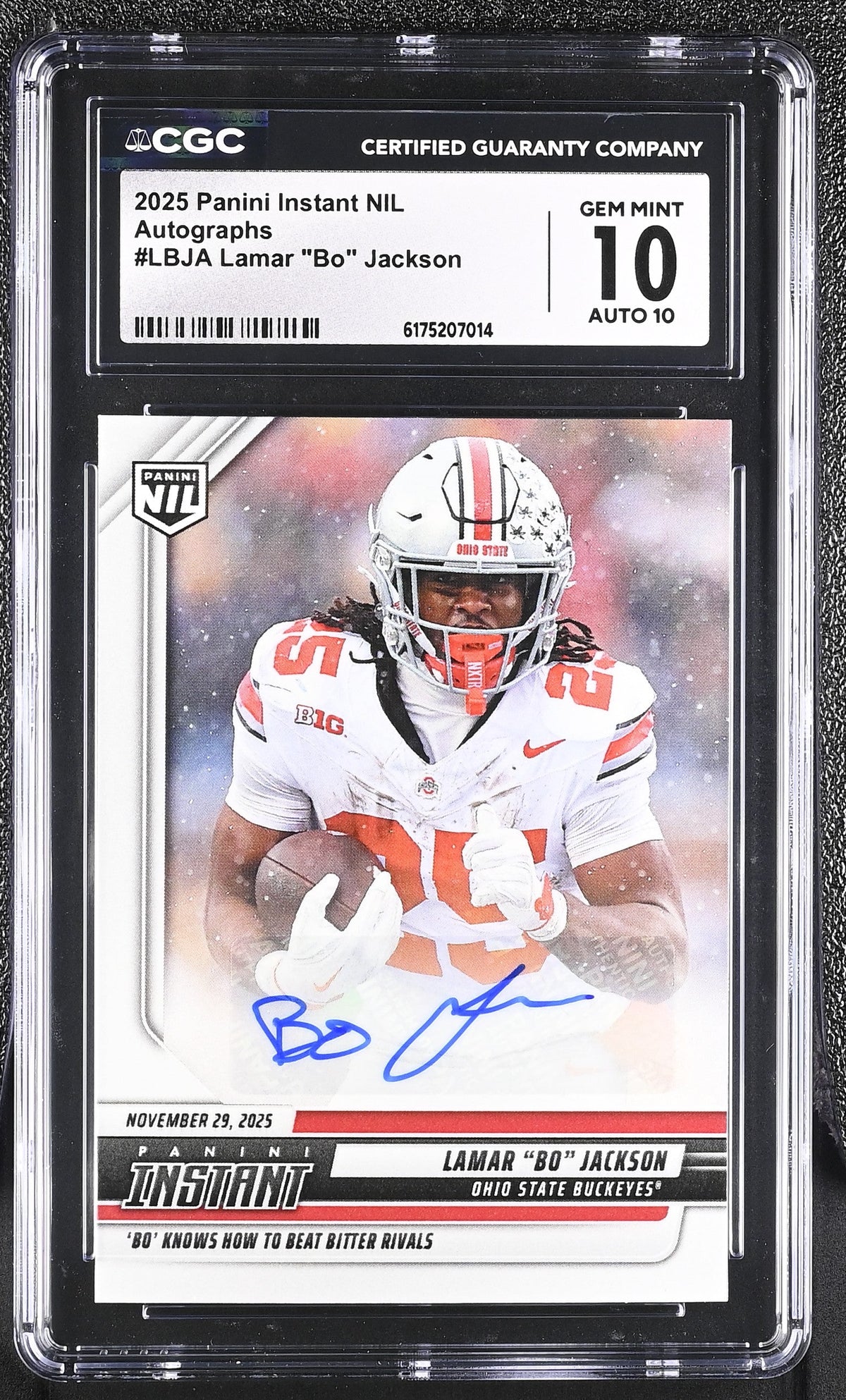 2025 Lamar "bo" Jackson 2025 Instant NIL Autographs #lbja 17/99 Auto 10 CGC 10 Pristine