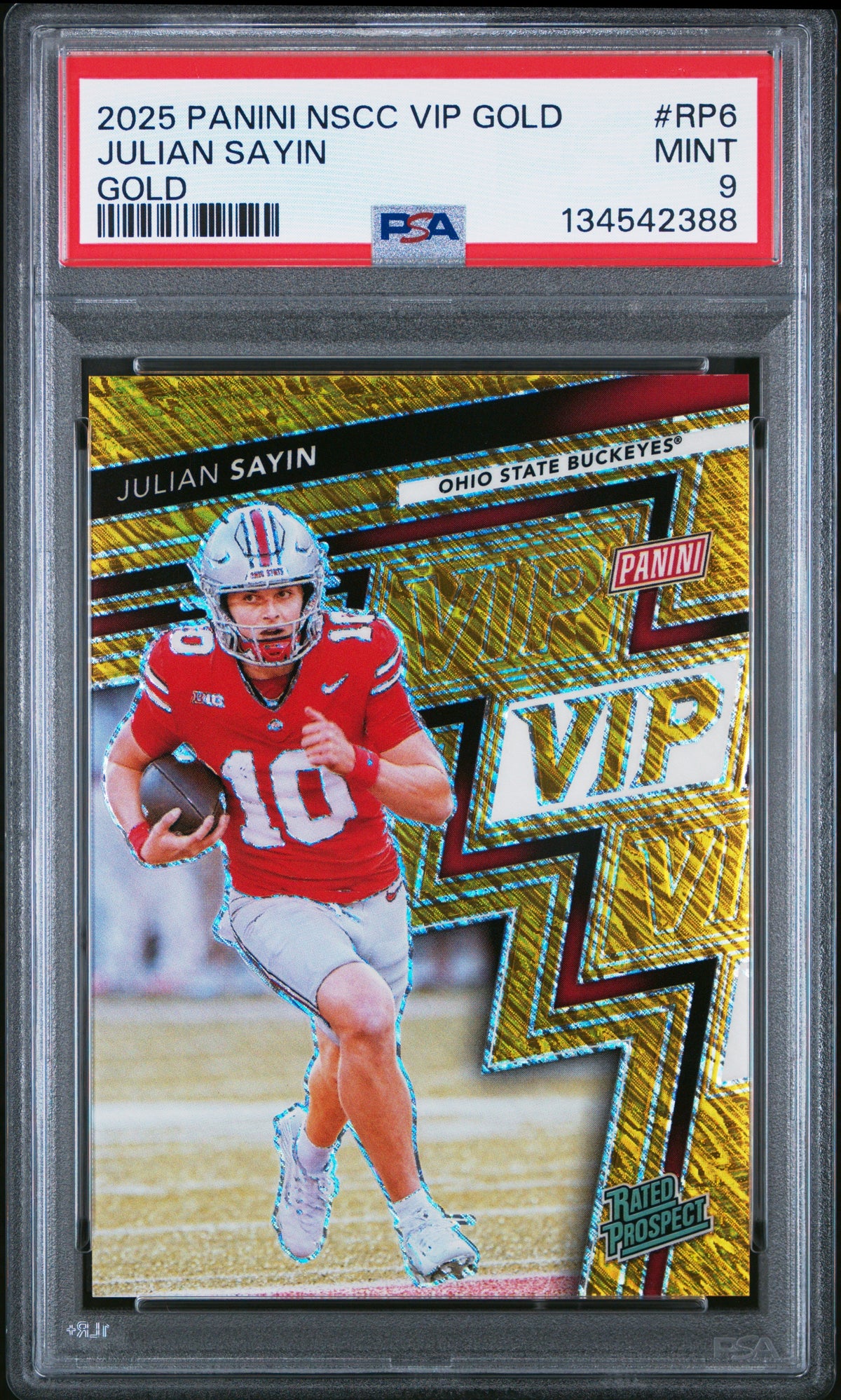 2025 Julian Sayin 2025 Panini National Sports Collectors Convention Vip Gold Gold 5/10 #RP6 PSA 9 Mint