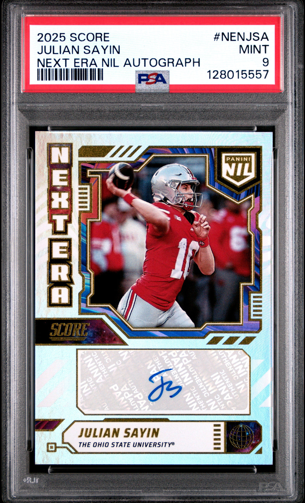2025 Julian Sayin 2025 Panini Score Next Era NIL Autographs #nenjsa PSA 9 Mint