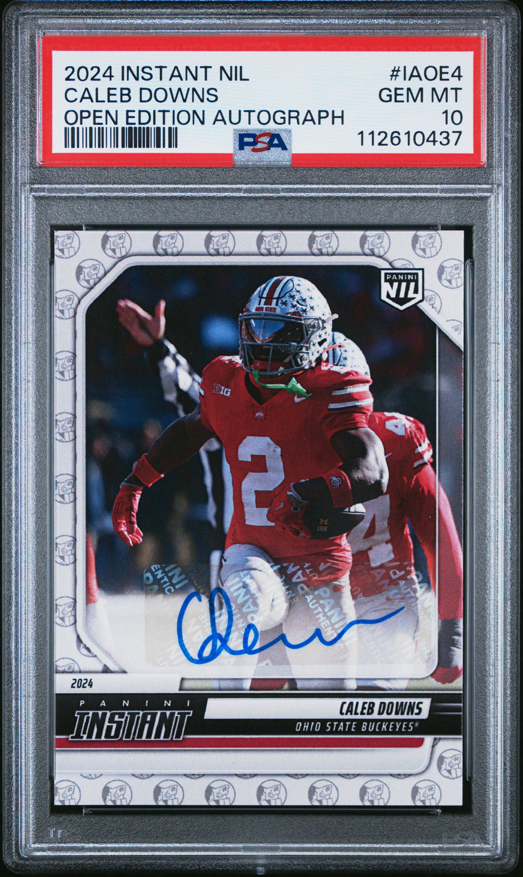 2024 Caleb Downs 2024 Panini Instant NIL College Football Open Edition Autographs #IAOE4 PSA 10 Gem Mint