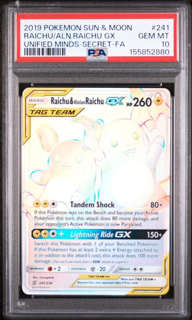 2019 Raichu & Alolan Raichu GX 241/236 - Unified Minds - 2019 Pokemon - PSA 10 Gem Mint
