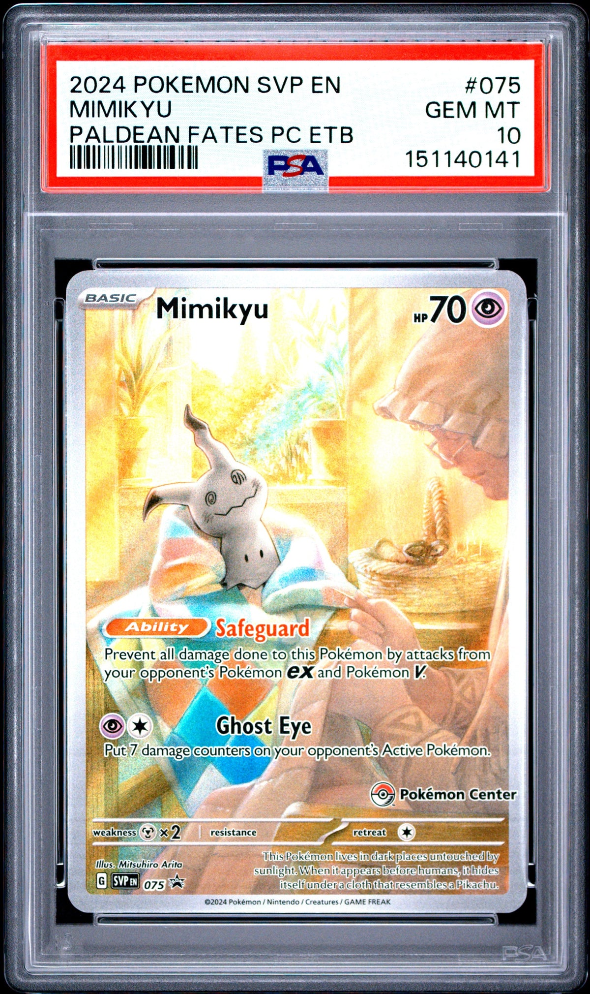 2023 Mimikyu (pokemon Center) [sv Promo] PSA 10 Gem Mint