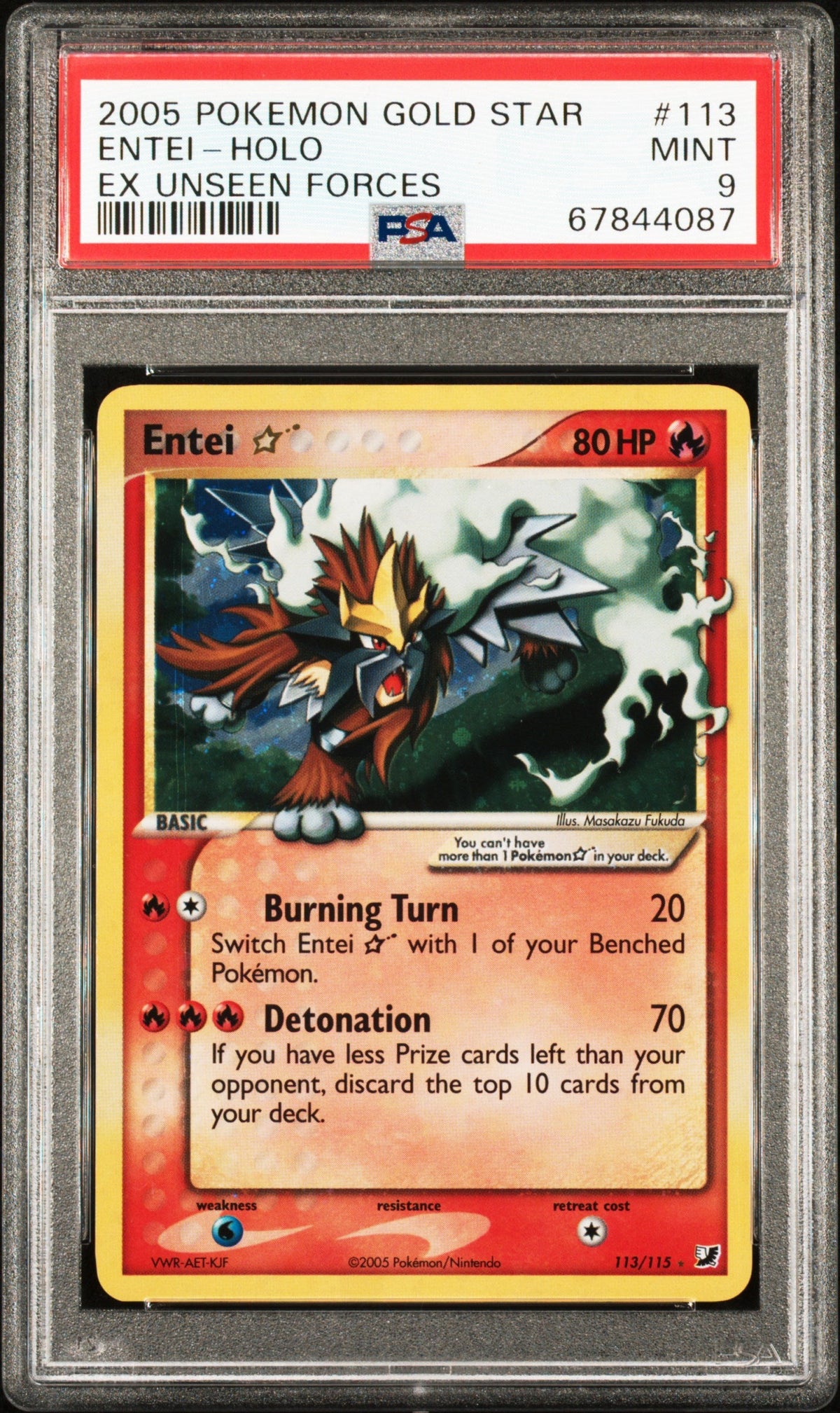 2023 Entei (gold Star) [EX Unseen Forces] PSA 9 Mint
