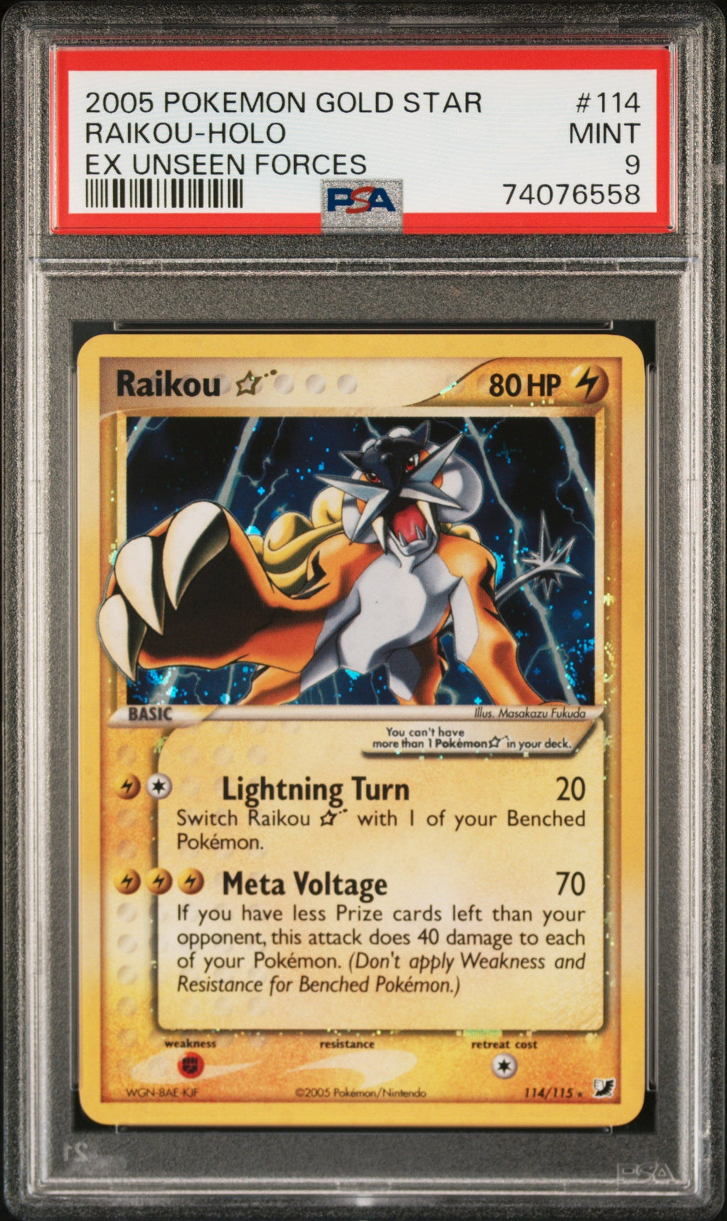 PSA 9 Raikou (Gold Star) [EX Unseen Forces]