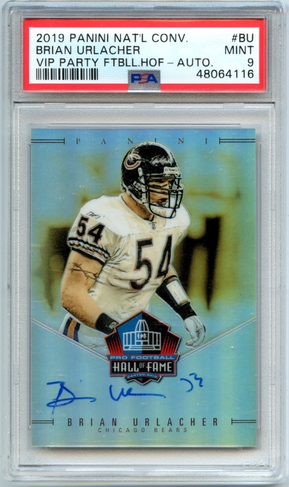 2019 Brian Urlacher 2019 Panini National Convention Vip Hall Of Fame Auto SP 21/50 PSA 9 Mint