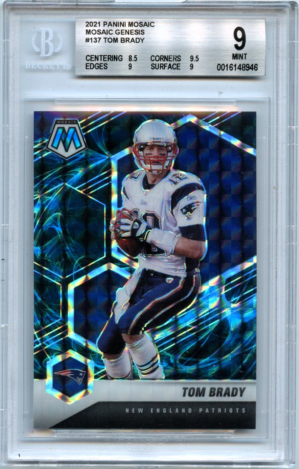 2021 Tom Brady 2021 Panini Mosaic Genesis Prizm Retail SSP #137 BGS 9 Mint