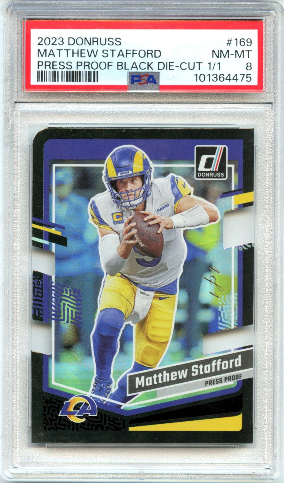 2023 Matthew Stafford 2023 Donruss Black Die Cut Press Proof SP 1/1 PSA 8 Near Mint-Mint