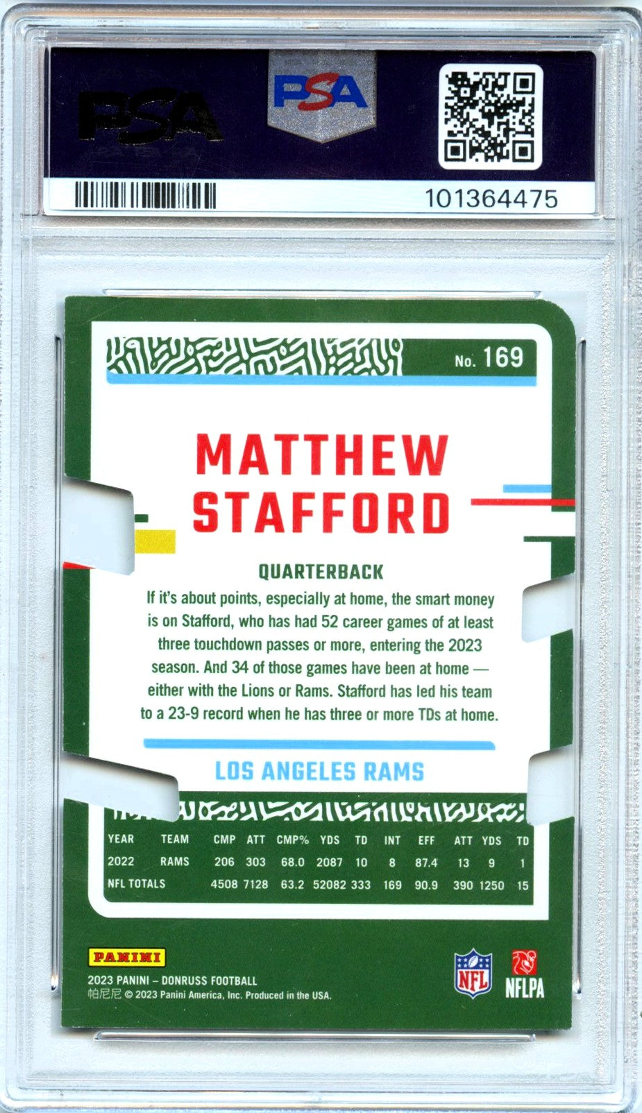 2023 Matthew Stafford 2023 Donruss Black Die Cut Press Proof SP 1/1 PSA 8 Near Mint-Mint