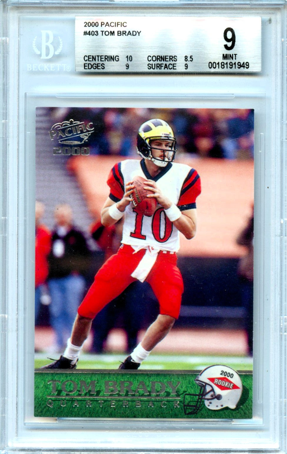 Tom Brady RC 2000 Pacific Rookie #403 BGS 9
