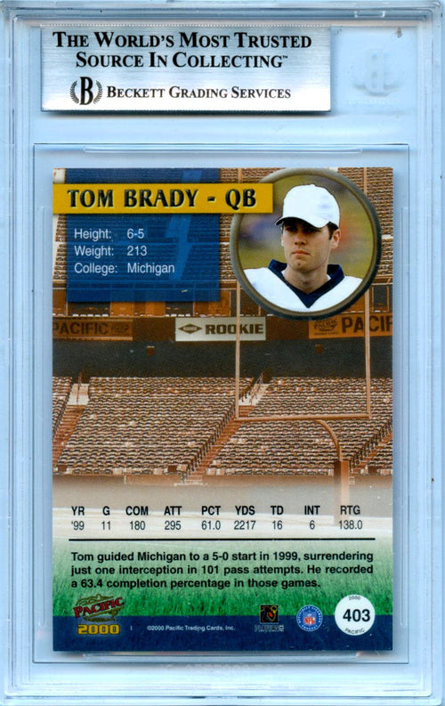 2000 Tom Brady RC 2000 Pacific Rookie #403 BGS 9 Mint