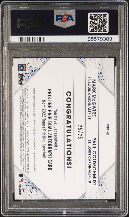 2022 Mark Mcgwire Paul Goldschmidt 2022 Topps Pair Dual Auto SP 25/25 PSA 10 Gem Mint