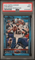 2015 Topps Chrome Tom Brady Blue Wave Refractor #50- PSA 9 Mint
