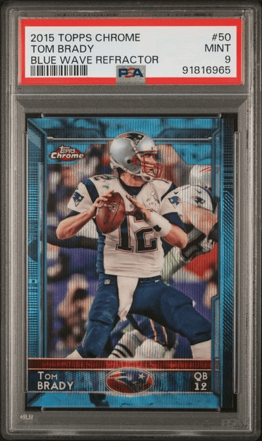 2015 Topps Chrome Tom Brady Blue Wave Refractor #50- PSA 9 Mint