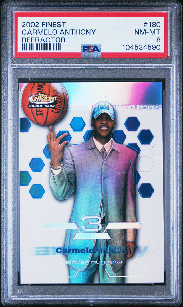 2003 Carmelo Anthony RC Topps Finest Refractor /250 PSA 8 Front
