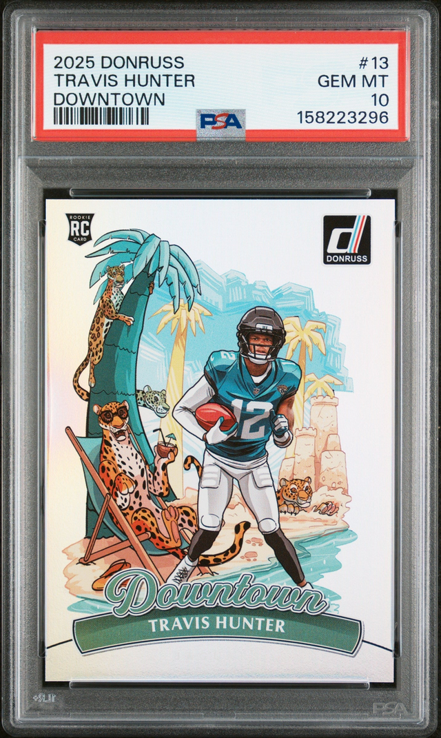 2025 Travis Hunter RC Donruss Downtown! SSP PSA 10 Front